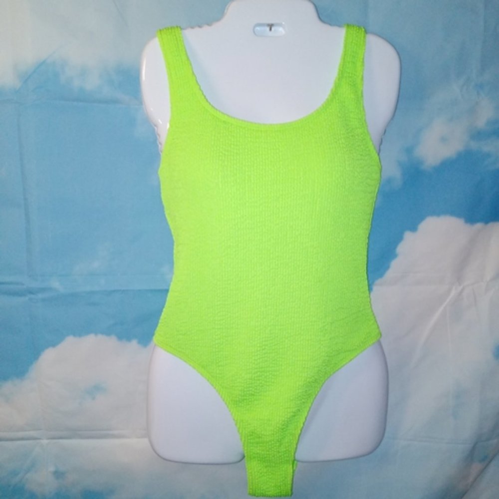 Neon Green Ribbed 1-piece Swimsuit NEW and Ready for Vacation!